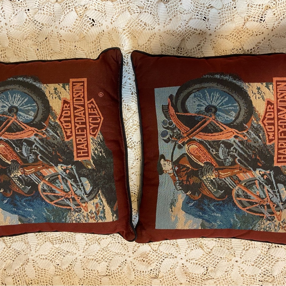 Vintage tapestry Harley Davidson pillows